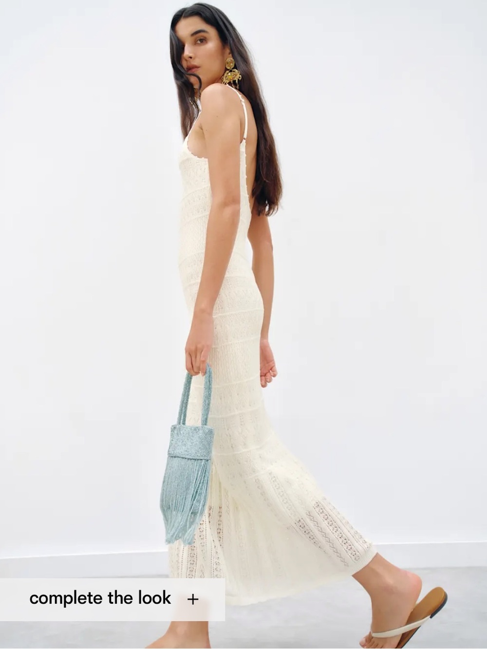 Reformation Cream Crochet Slip Maxi Dress